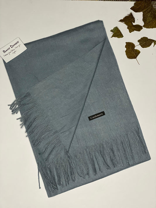 Plain Cashmere Hijab in Steel Grey, a soft, lightweight, and luxurious winter essential - Buntay Dhaagay