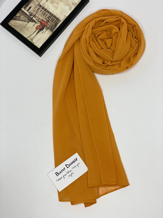 Georgette Hijab Mustard Yellow - Buntay Dhaagay