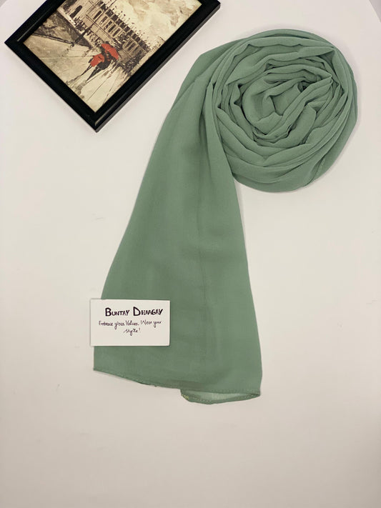 Georgette Hijab Sage Green - Buntay Dhaagay