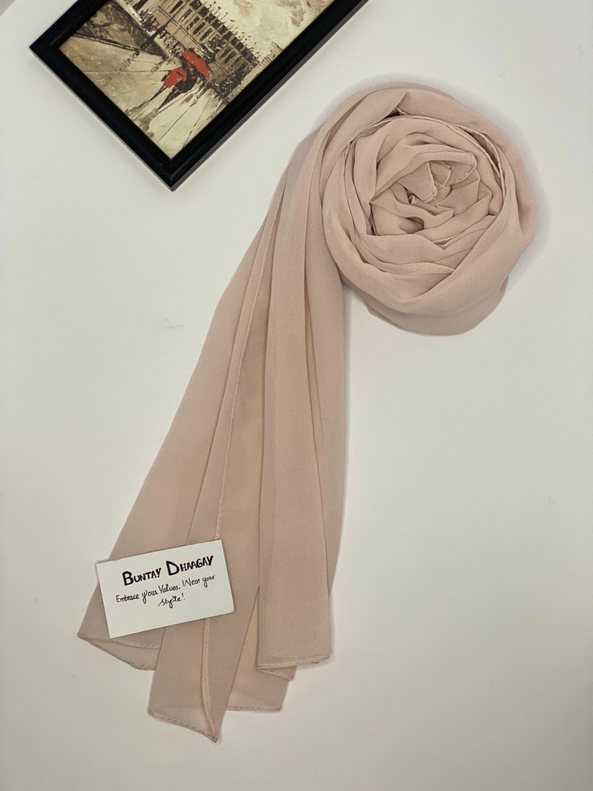 Georgette Hijab, Soft Blush Pink - Buntay Dhaagay