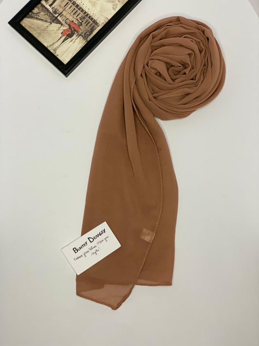 Georgette Hijab Mocha Brown - Buntay Dhaagay