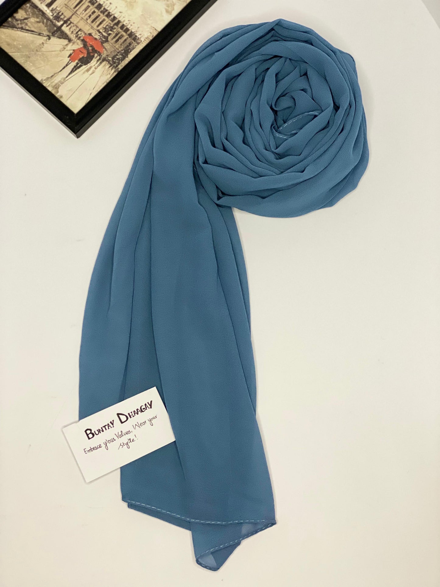 Georgette Hijab Dusky Blue - Buntay Dhaagay