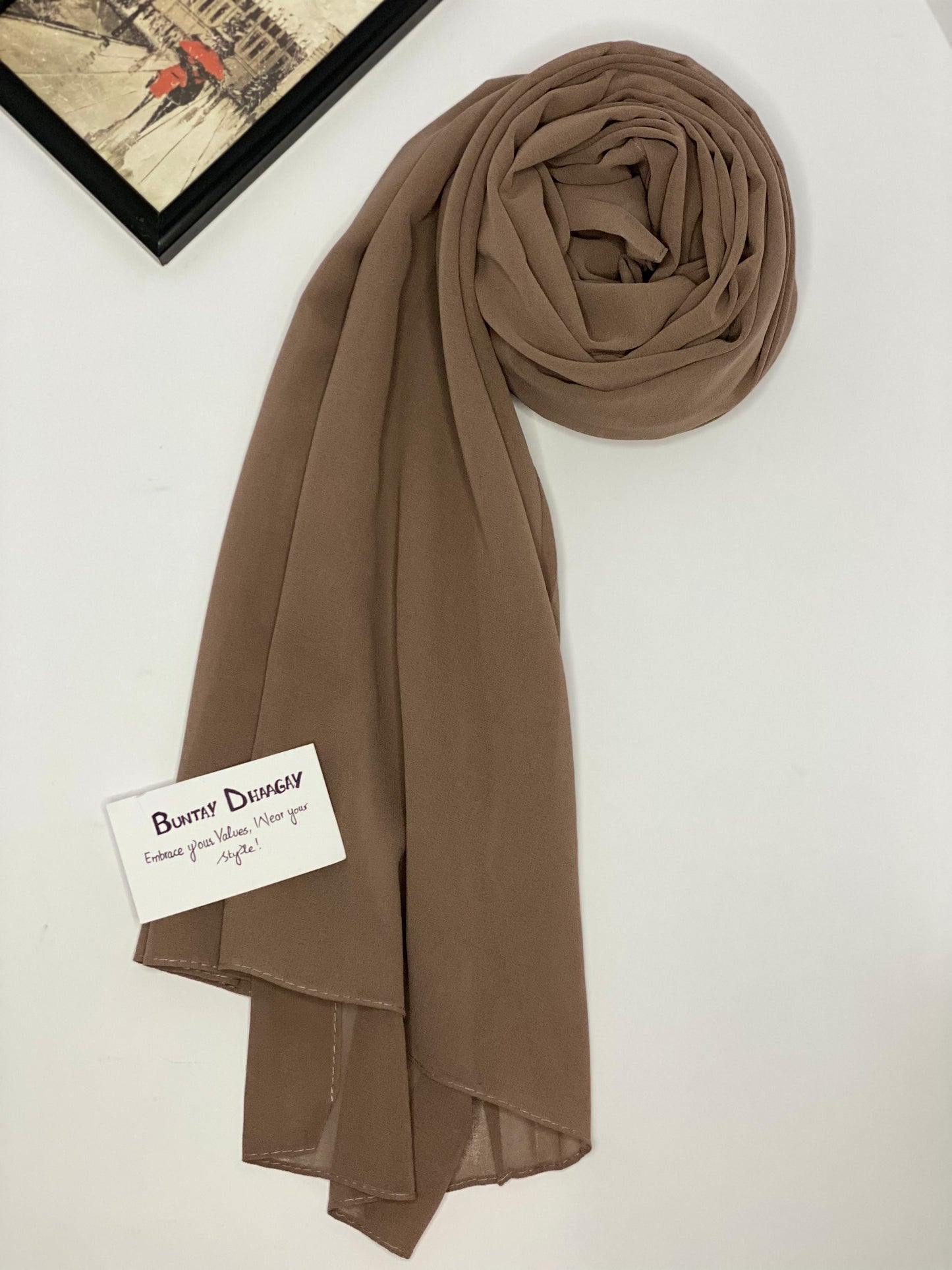 Georgette Hijab Coffee Brown - Buntay Dhaagay