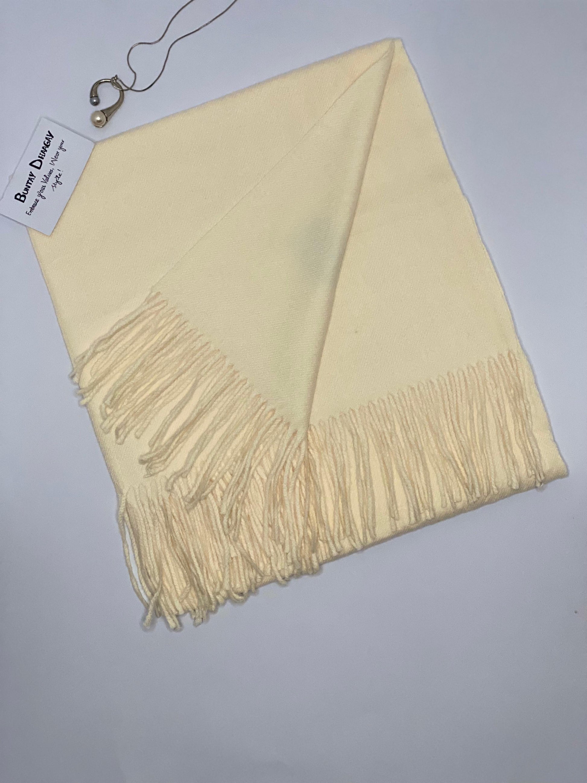 Premium Cashmere Hijab Cream Pashmina - Buntay Dhaagay