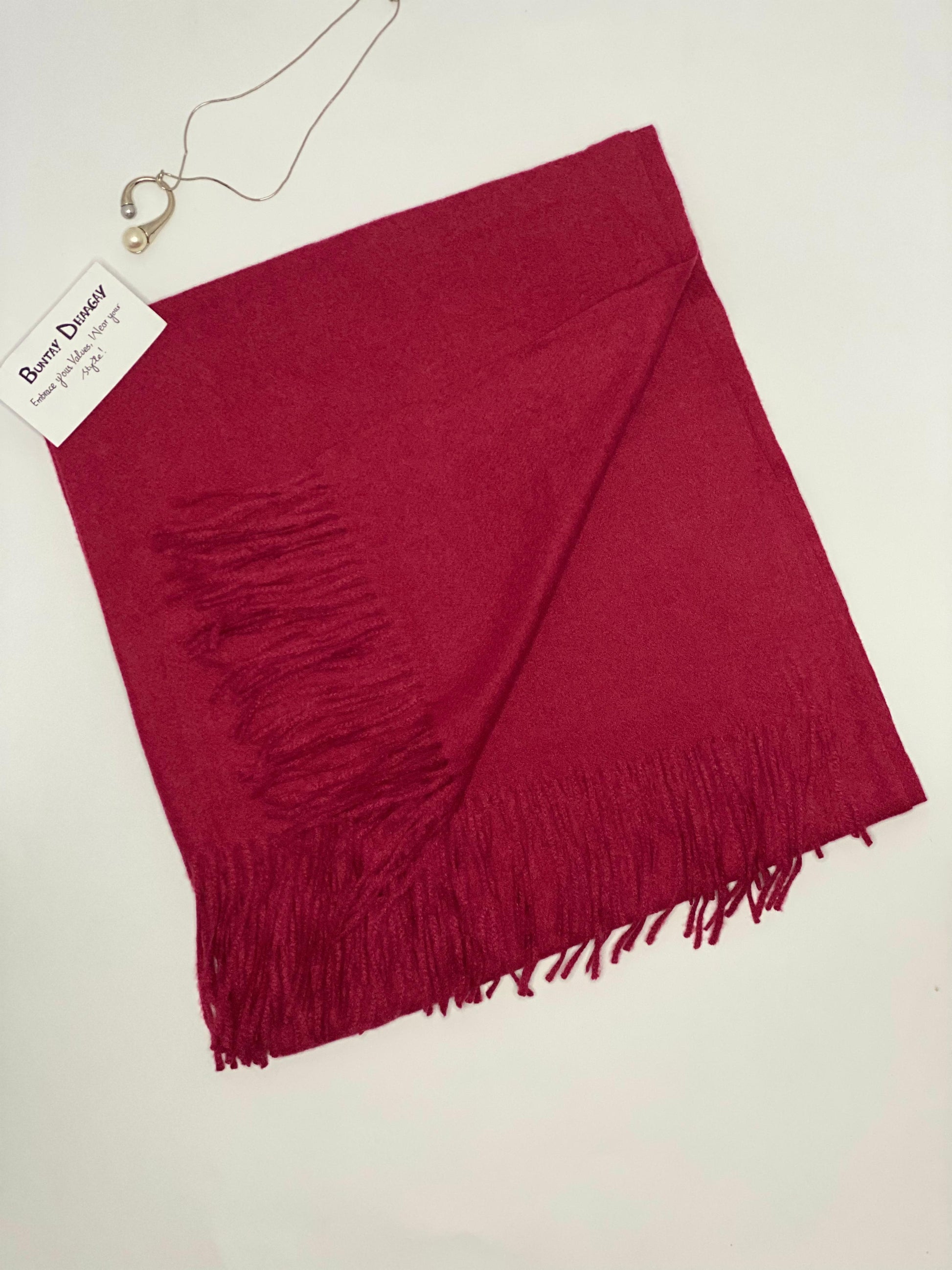 Premium Cashmere Hijab Cranberry Red - buntay dhaagay