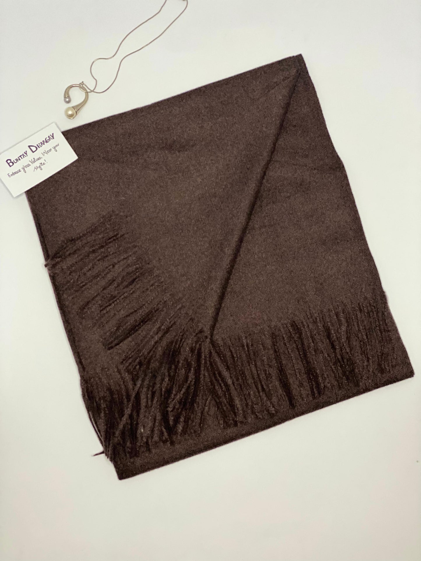 Premium Cashmere Hijab Chocolate Brown Pashmina - Buntay Dhaagay