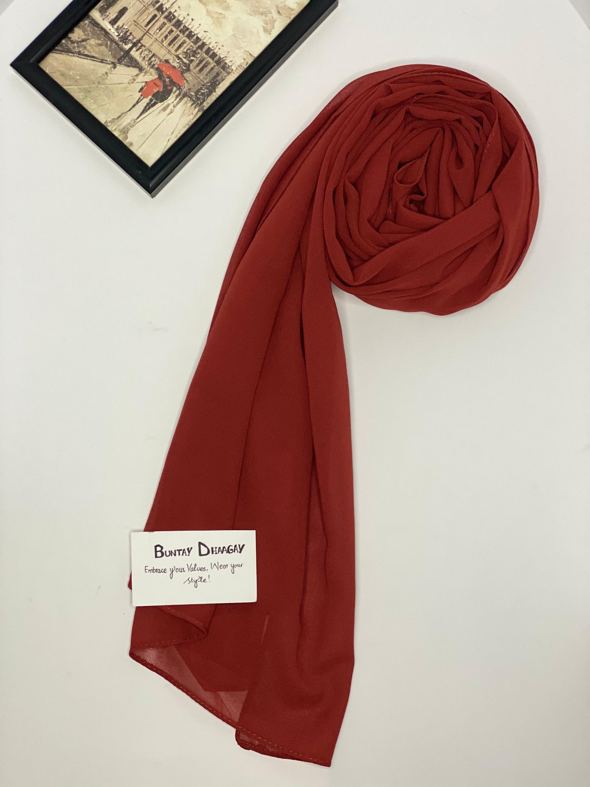 Georgette Hijab Maroon - Buntay Dhaagay