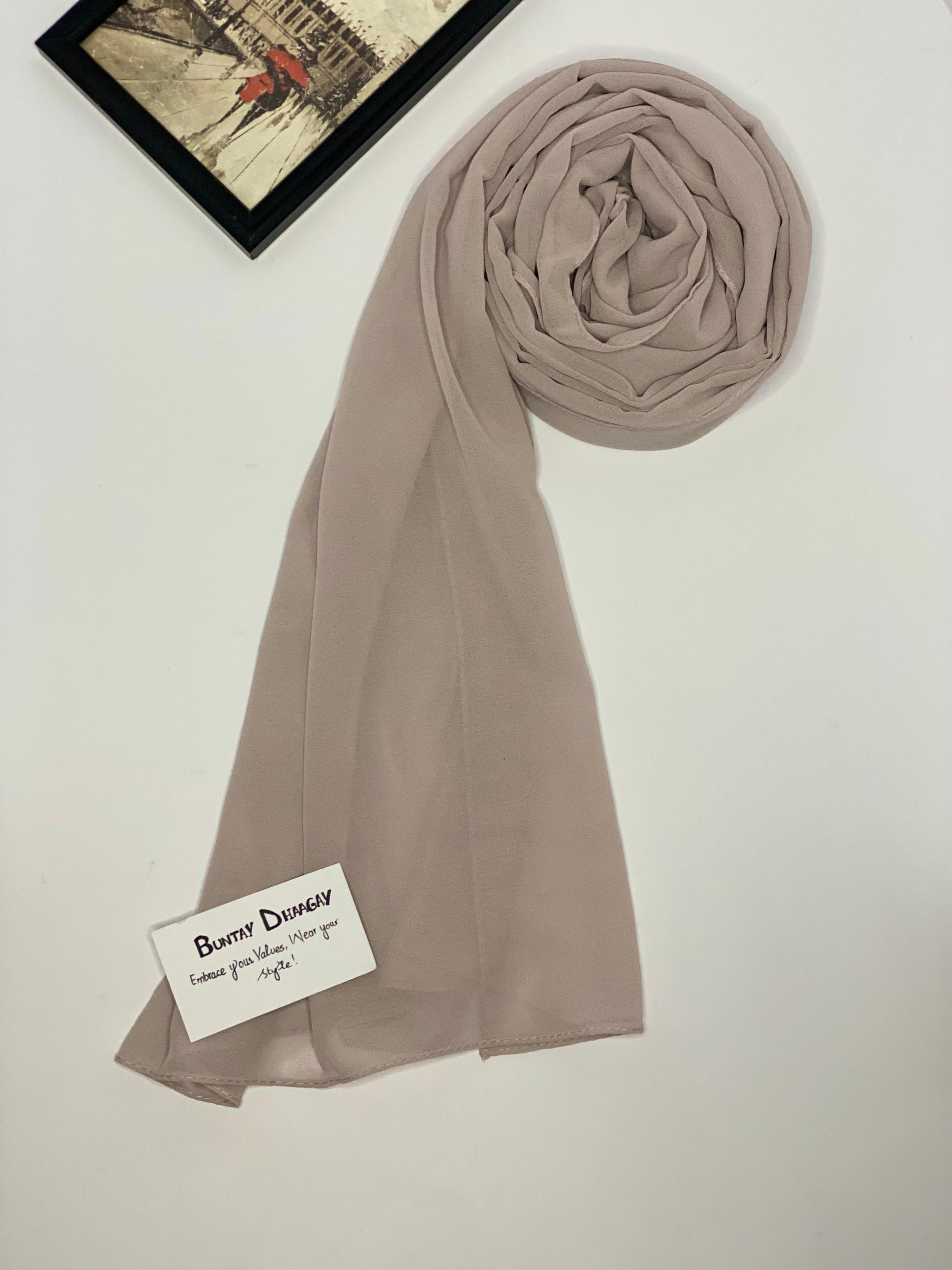 Georgette Hijab Mink Taupe - Buntay Dhaagay