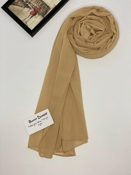 Georgette Hijab Honey Beige - Buntay Dhaagay