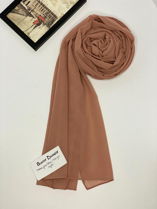 Georgette Hijab Rust Brown - Buntay Dhaagay