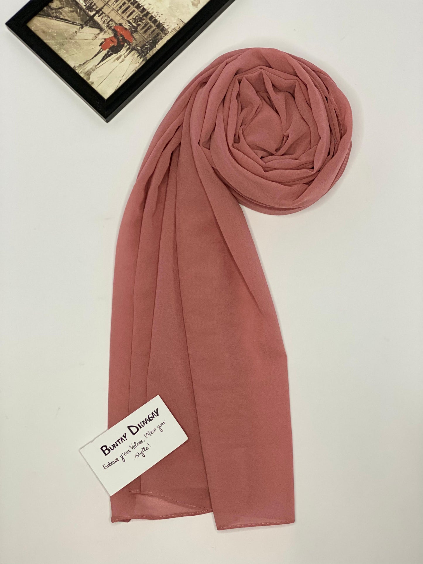 Georgette Hijab Rose Pink - Buntay Dhaagay