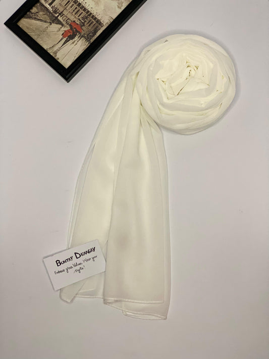 Georgette Hijab Off White - Buntay Dhaagay